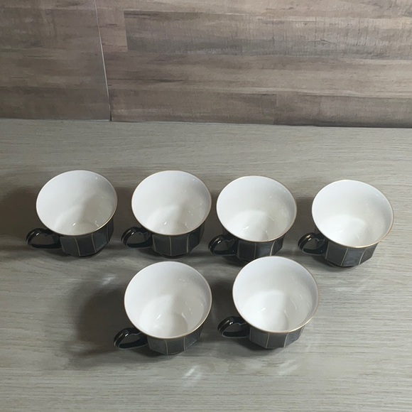 6 Mikasa Formal Faces Midnight Gold Tea Cups L9903 Made In Japan - Picture 2 of 6